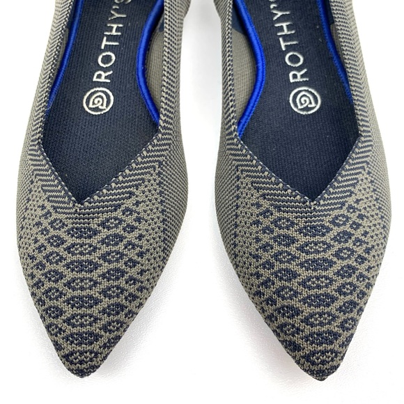 Rothy’s The Point Flat Snake Print Shoes Pointed Toe Gray Python Comfy Size 7.5 - Picture 4 of 9